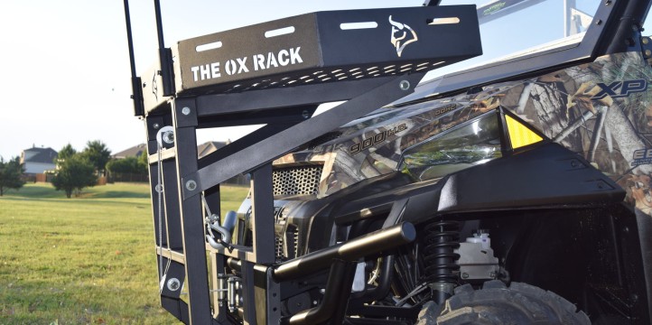 The Ox Rack is the first all-in-one front rack basket and loader. FROM THE GROUND... TO GO!